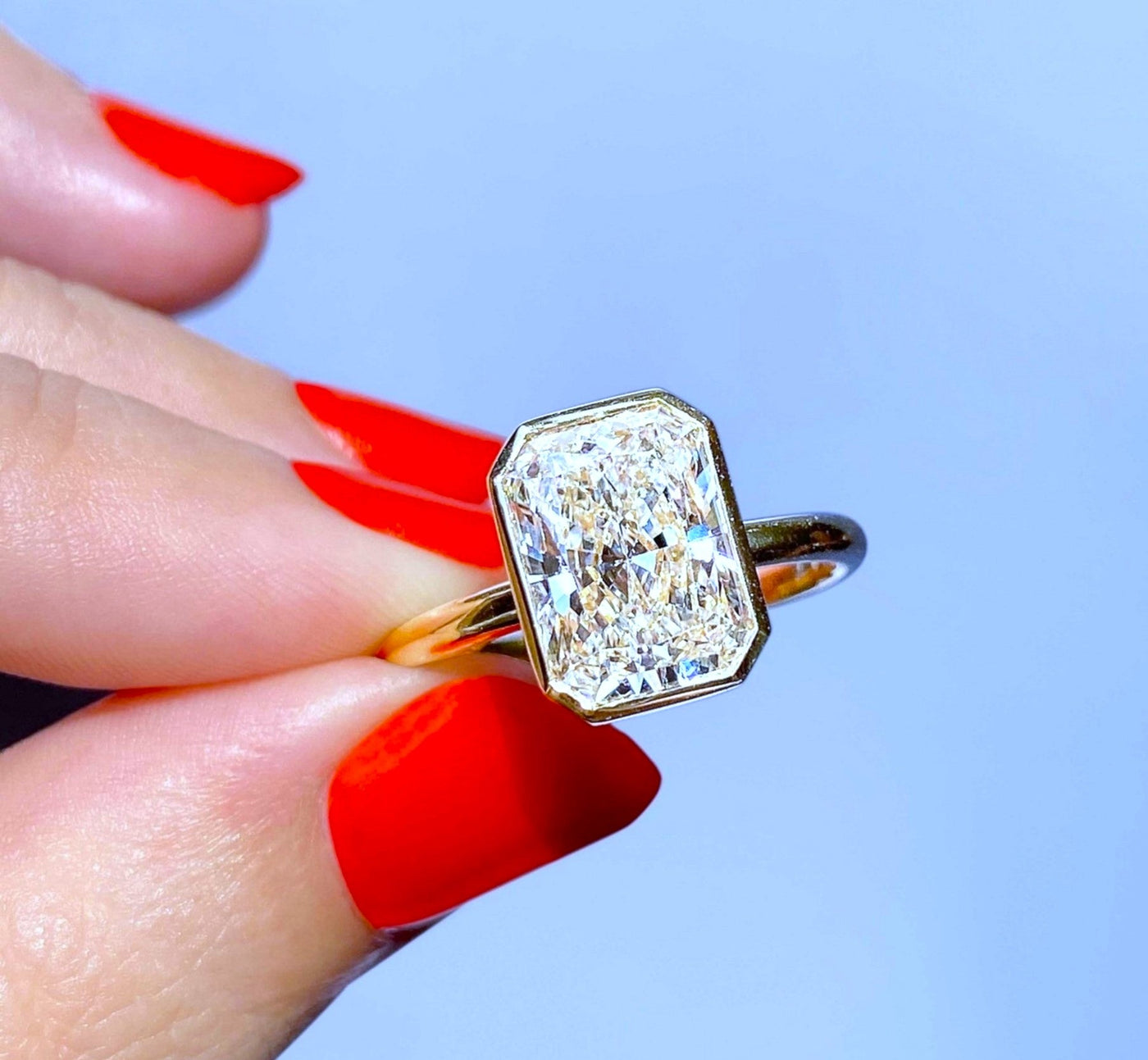 2.00 Radiant Cut Diamond Ring in Bezel - Shapiro Diamonds