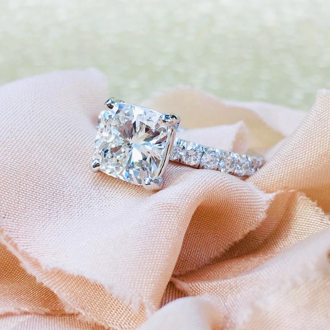 Cushion and Rounds Diamond Ring Engagement Rings Dallas
