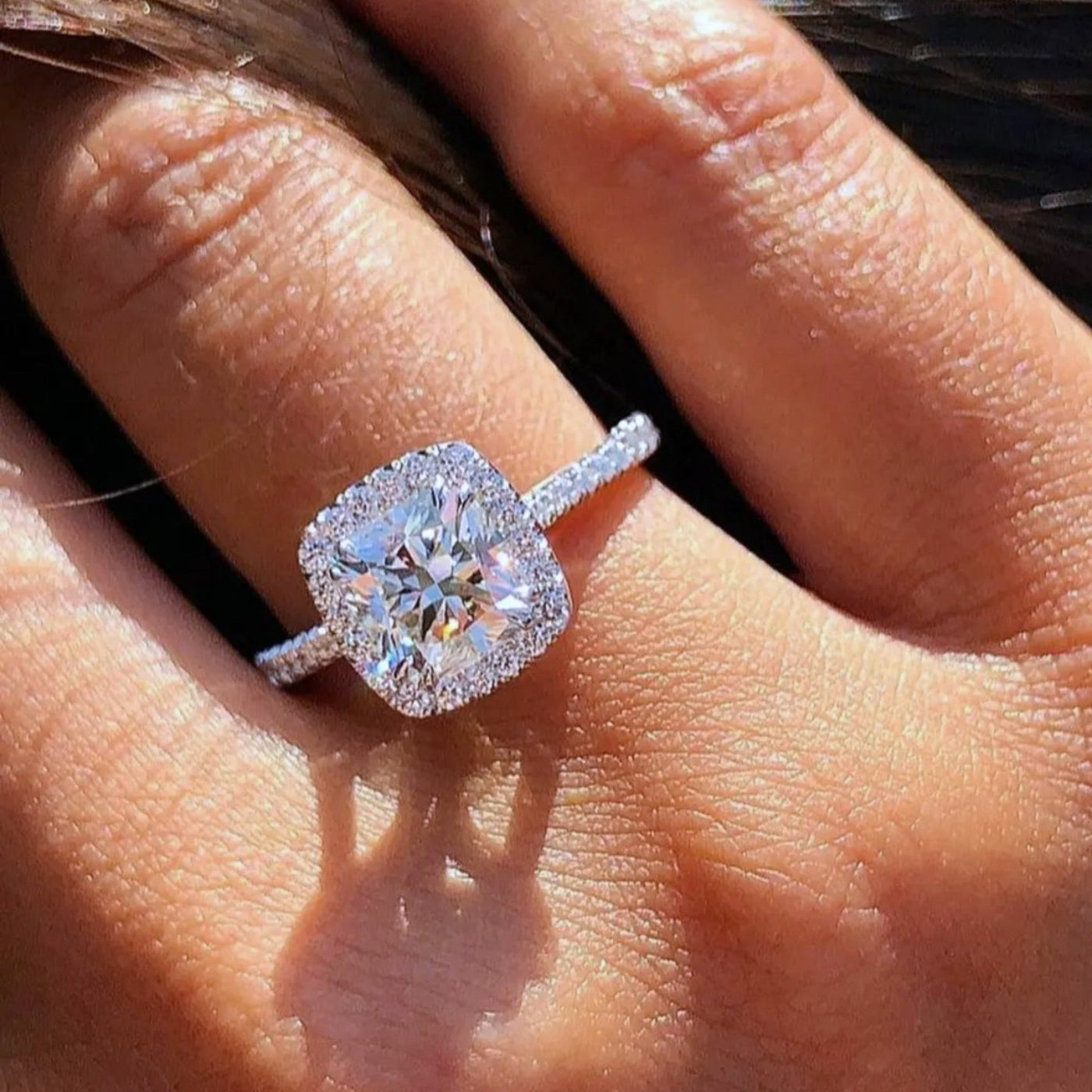 Cushion Cut Diamond Halo Ring Dallas - Shapiro Diamonds
