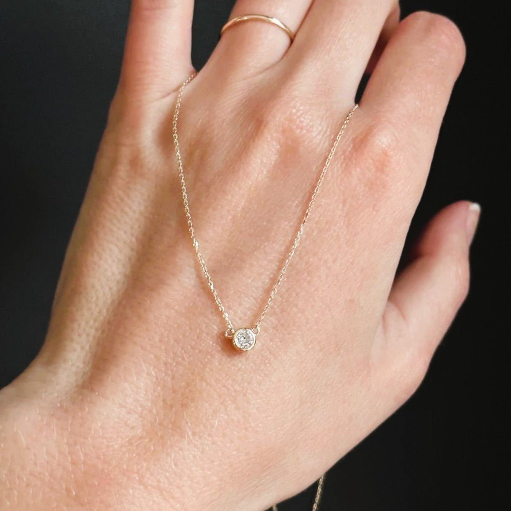 Dainty Diamond Drop Necklace Pendant - Shapiro Diamonds