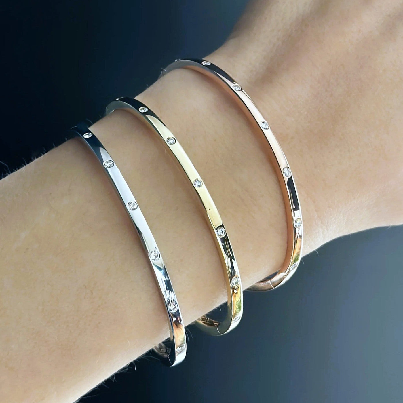Diamond Cuff Bangle – White, Yellow & Rose Gold | Shapiro Diamonds - Shapiro Diamonds