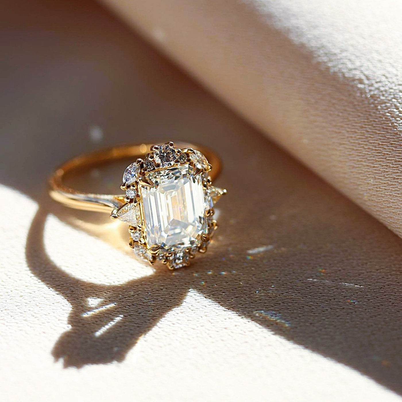 Emerald Cut Diamond Engagement Ring with Vintage Halo - Shapiro Diamonds