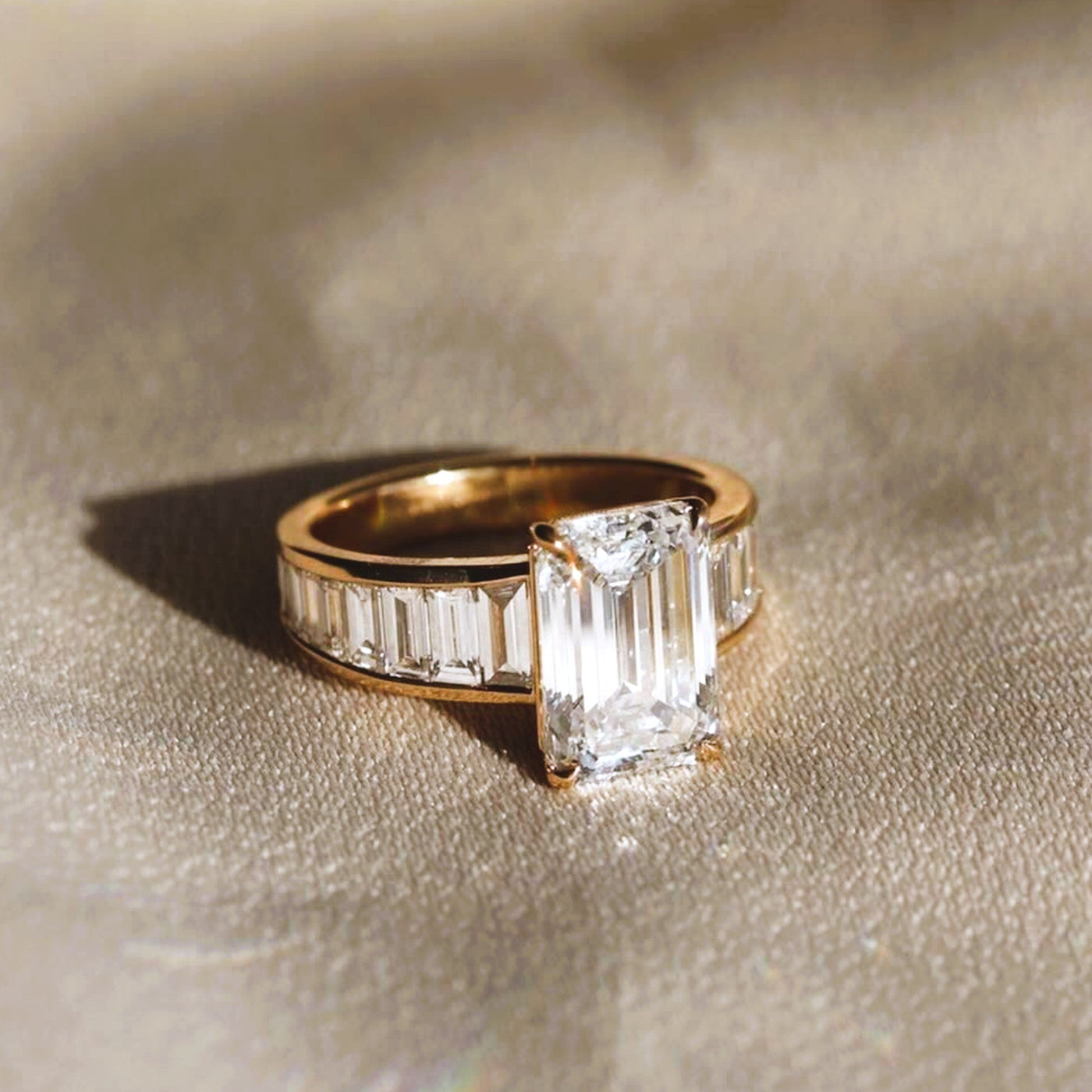 Emerald Cut Diamond Ring with Baguettes — Dallas - Shapiro Diamonds