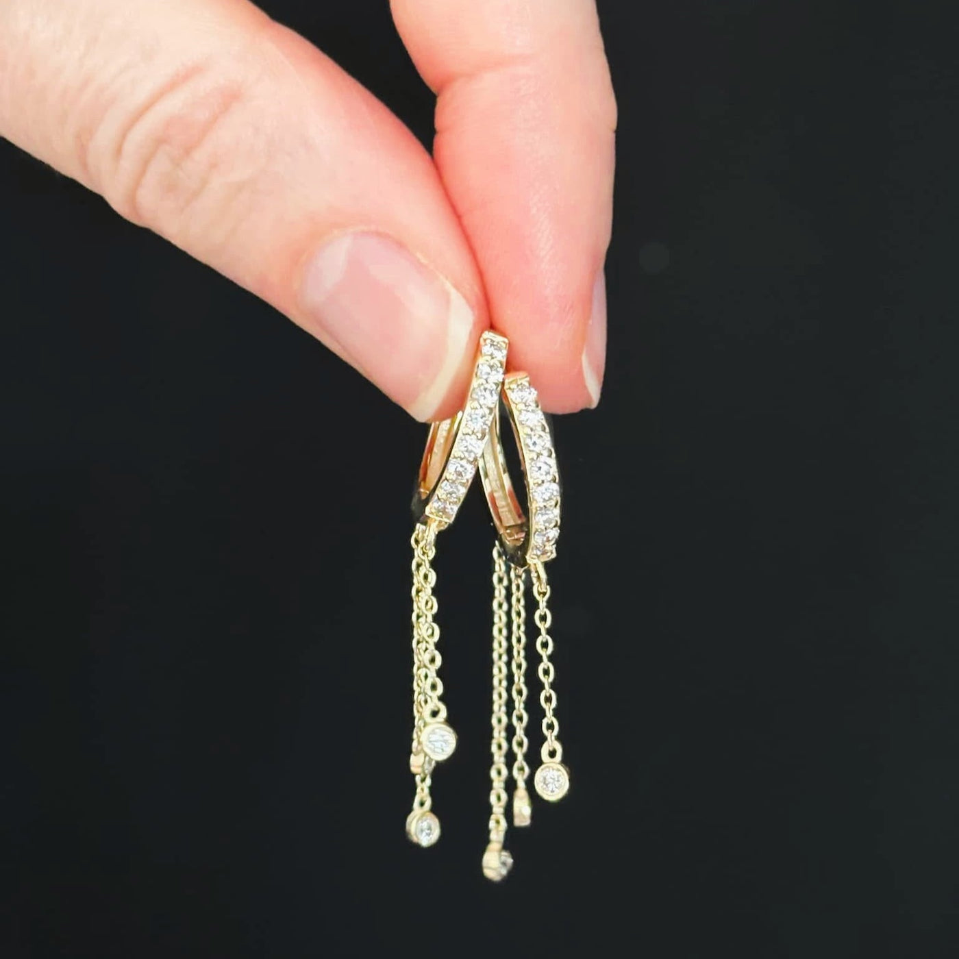 Falling Star Diamond Dangle Huggie - Shapiro Diamonds