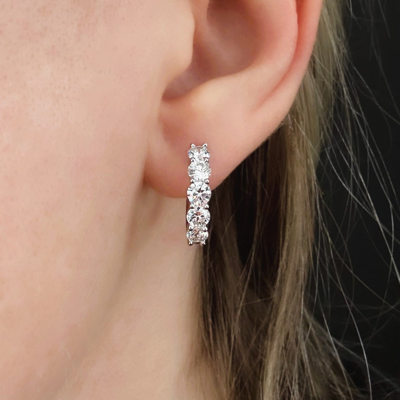 Five Stone Diamond Huggie Earrings - Shapiro Diamonds