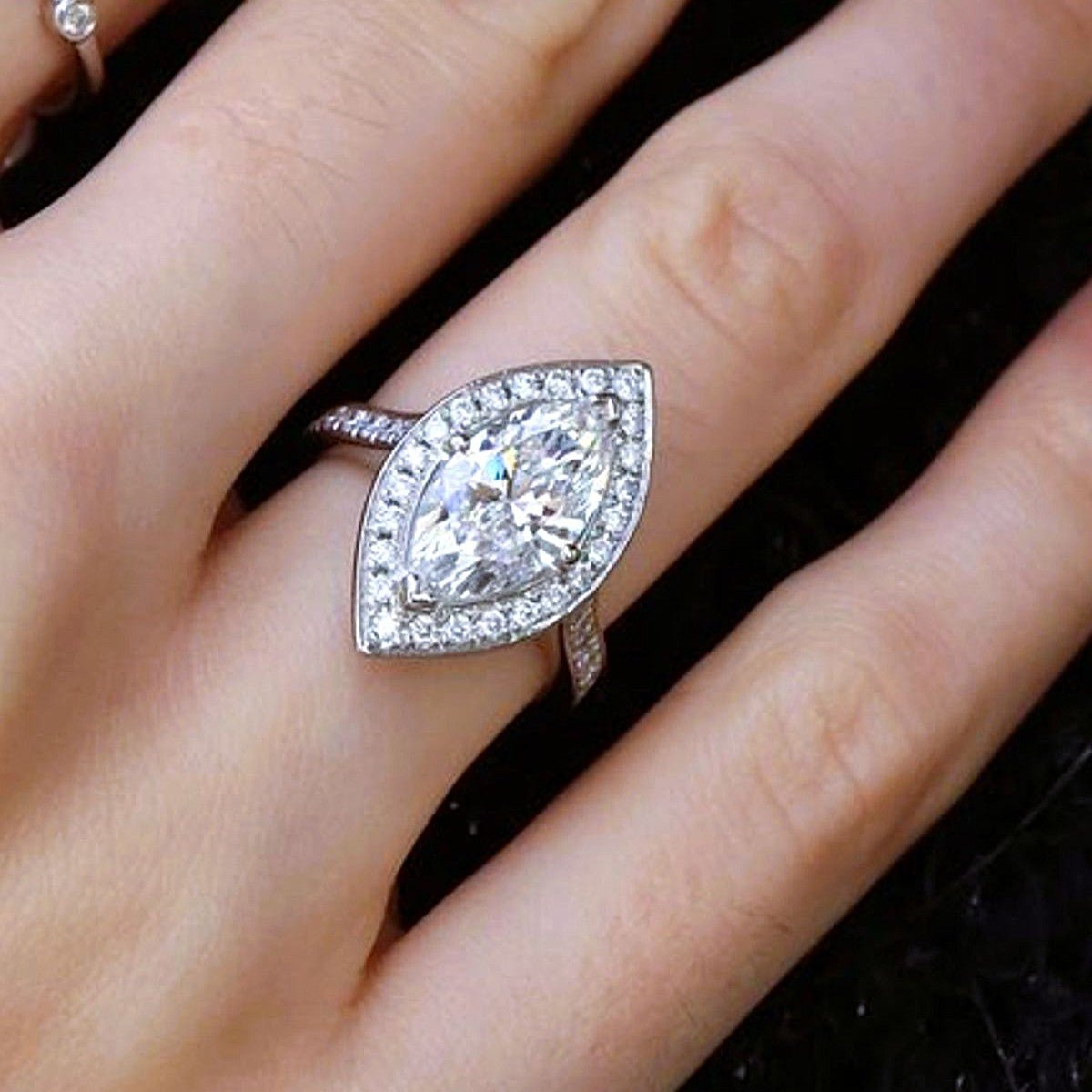 Marquise Cut Diamond Halo Engagement Ring | Dallas - Shapiro Diamonds
