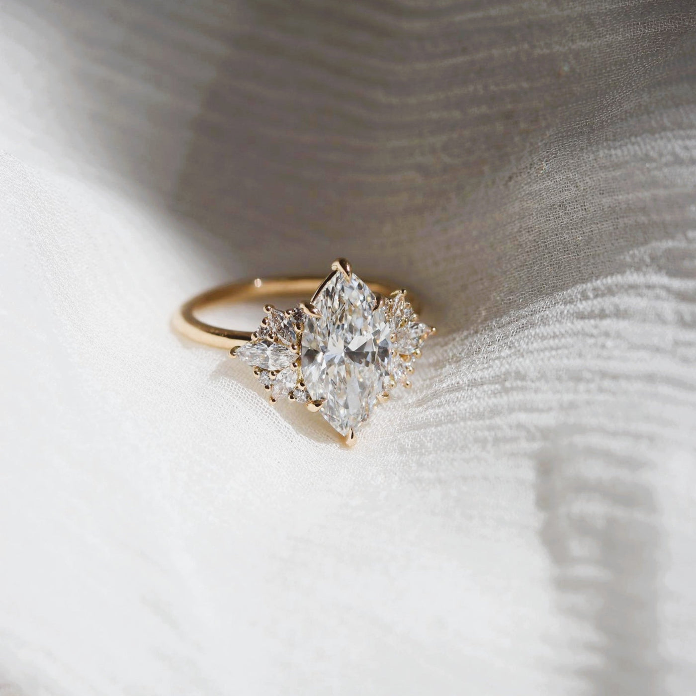 Marquise Diamond Engagement Ring in Yellow Gold - Shapiro Diamonds