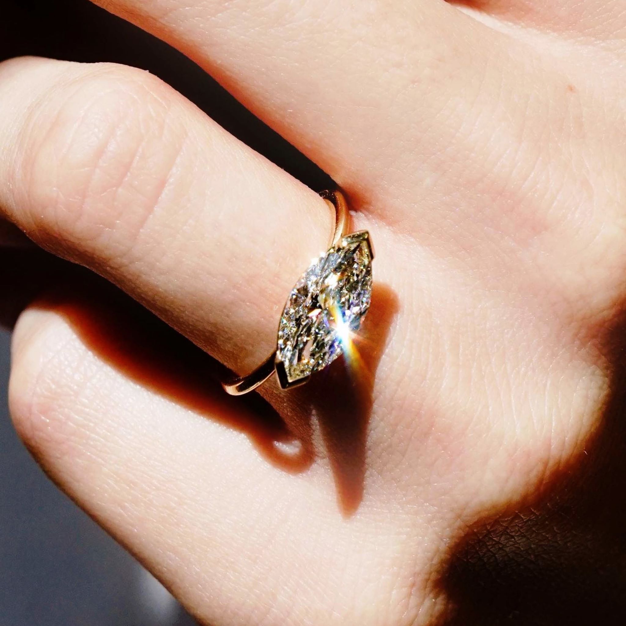 Marquise Diamond Set Sideways Diamond Ring Dallas Rings