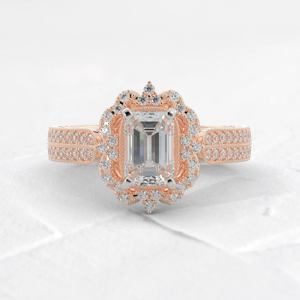 Sarah Vintage Emerald Cut Diamond Ring