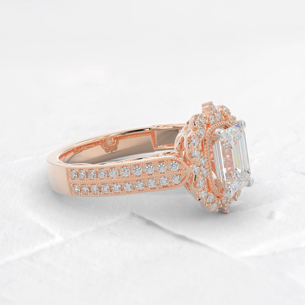 Sarah Vintage Emerald Cut Diamond Ring