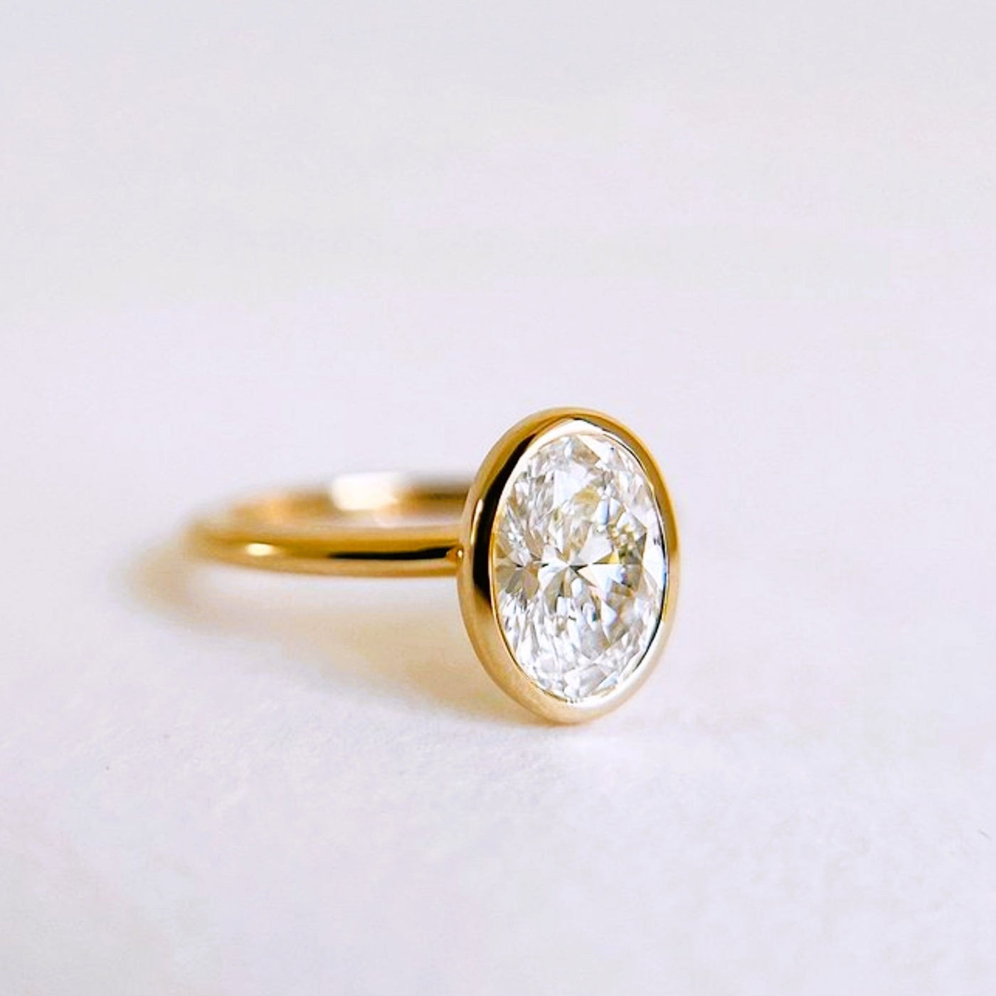 Modern Bezel Set Oval Engagement Ring – Dallas - Shapiro Diamonds