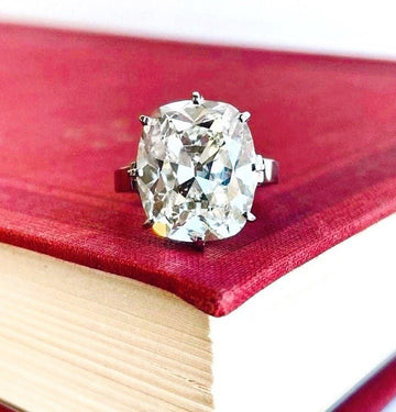 Elongated Cushion Old Mine Cut Diamond Ring