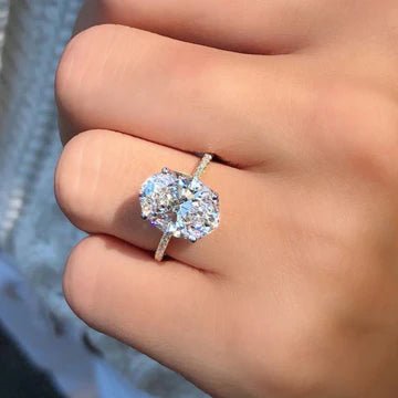 Oval Diamond Engagement Ring with Dainty Pavé Band - Shapiro Diamonds