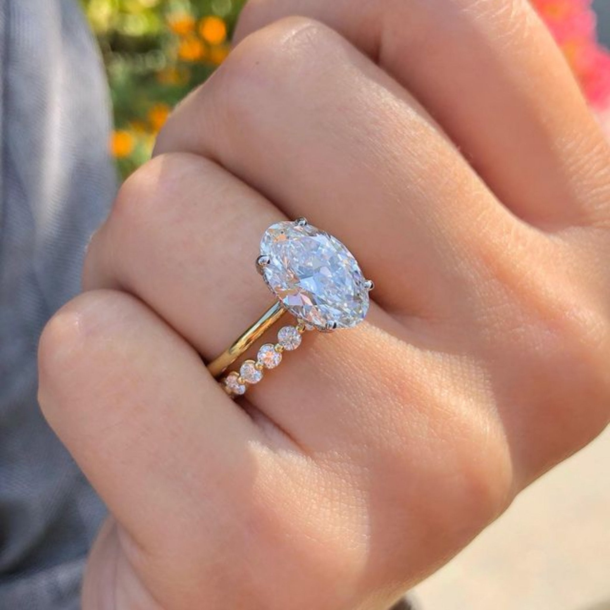 Oval Hidden Halo Engagement Ring