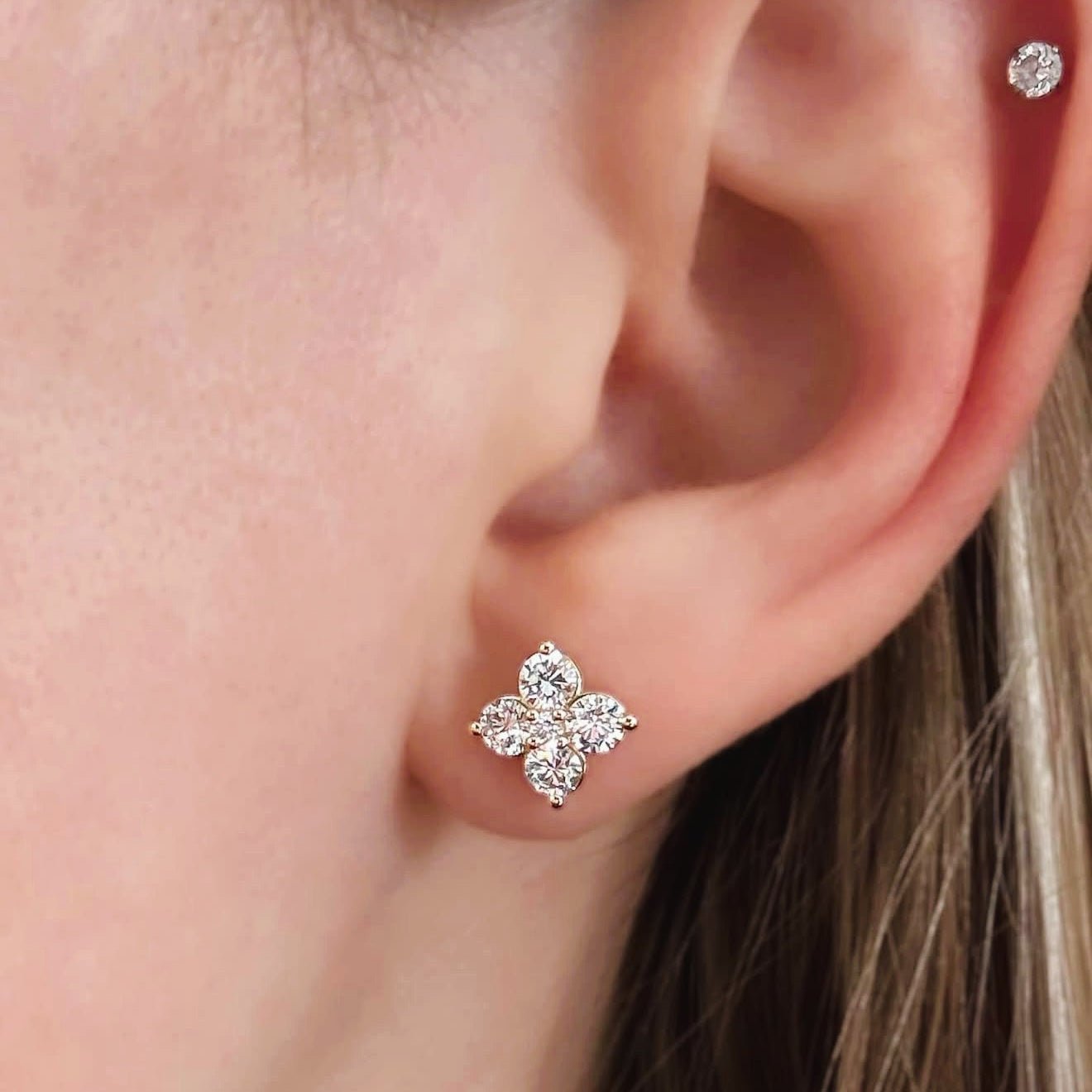 Round Diamond Clover Earrings - Shapiro Diamonds