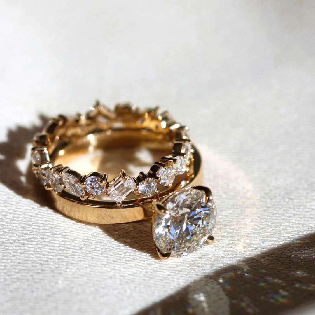 Round Diamond Solitaire Mixed Shape Eternity Band