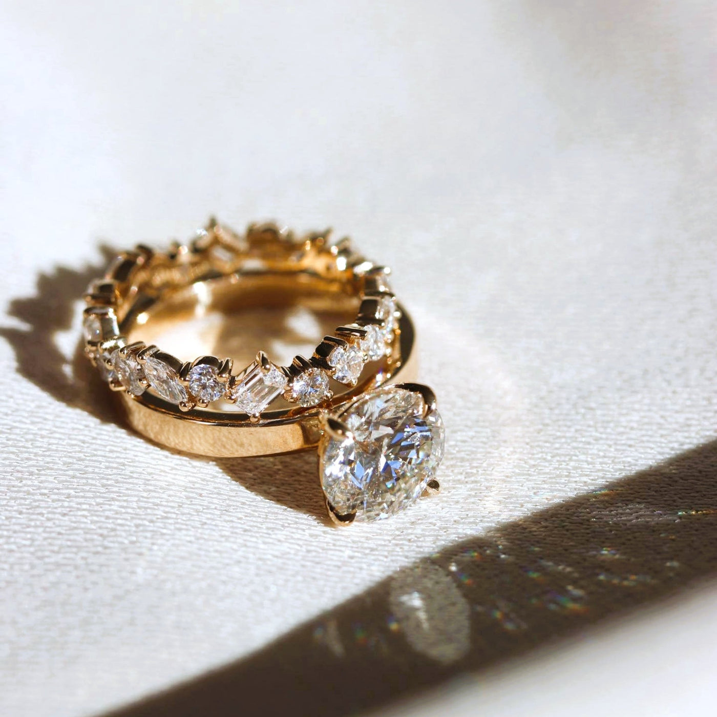 Round Diamond Solitaire Mixed Shape Eternity Band - Shapiro Diamonds