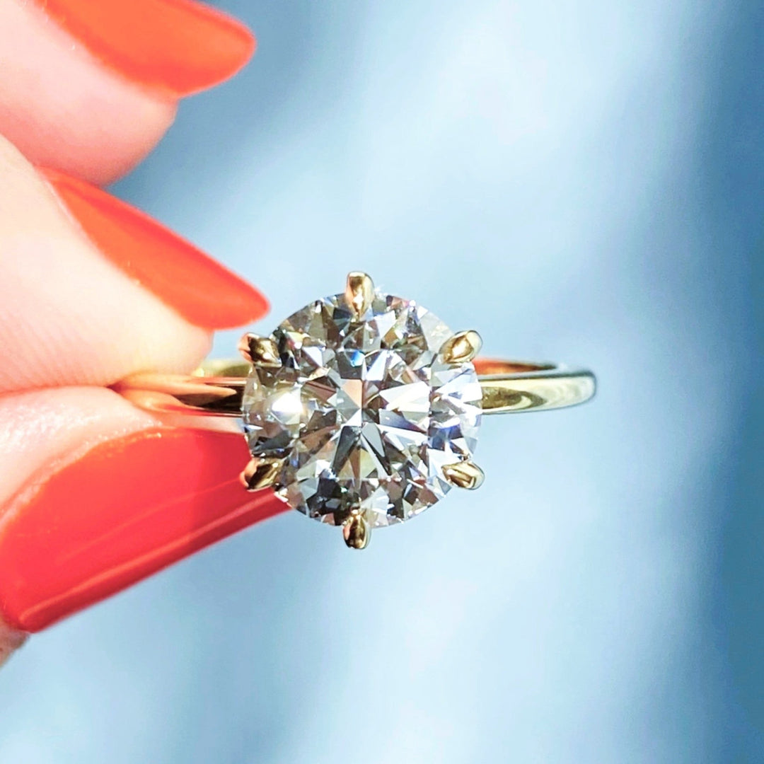 Round Diamond Solitaire Six Prong Engagement Ring