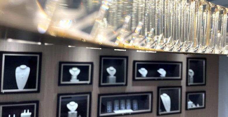 luxury-jewelry-showroom-display-cases-with-necklace-and-ring-stands-shapiro-diamonds-dallas
