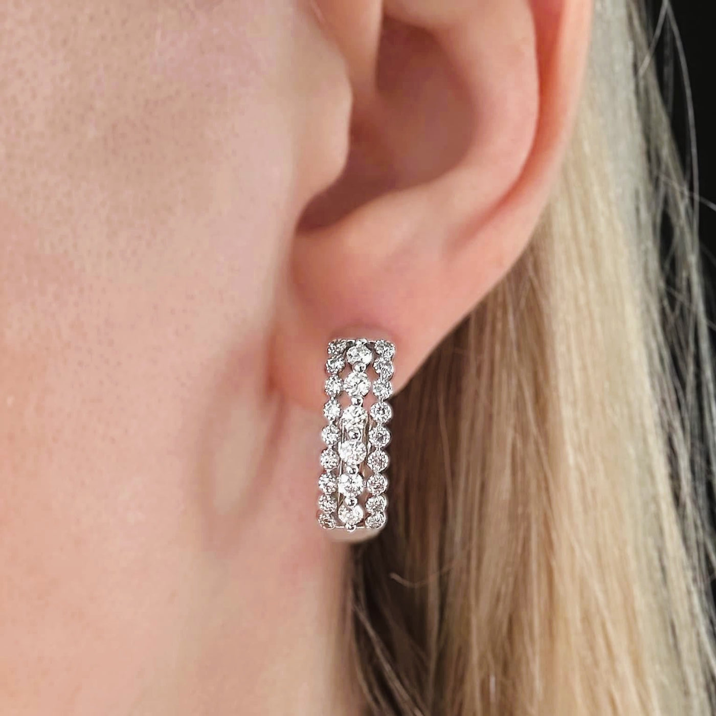Three Row Huggie Earrings - Shapiro Diamonds