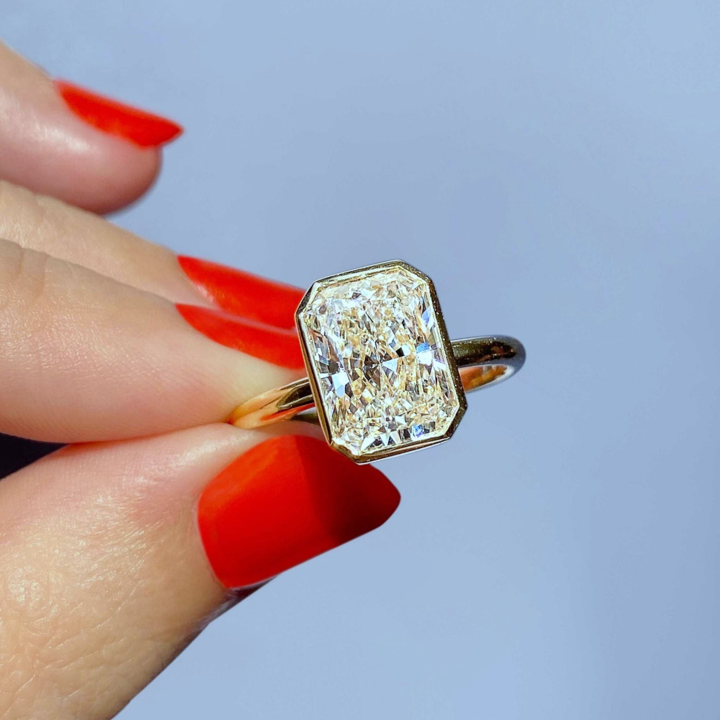 2.00 Radiant Cut Diamond Ring in Bezel - Shapiro Diamonds