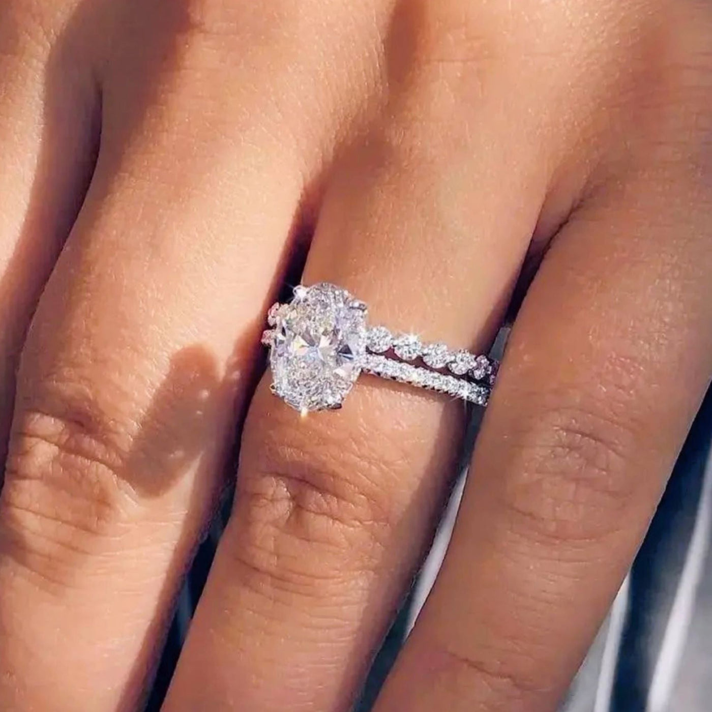 Oval Diamond Engagement Ring and Band - Shapiro Diamonds